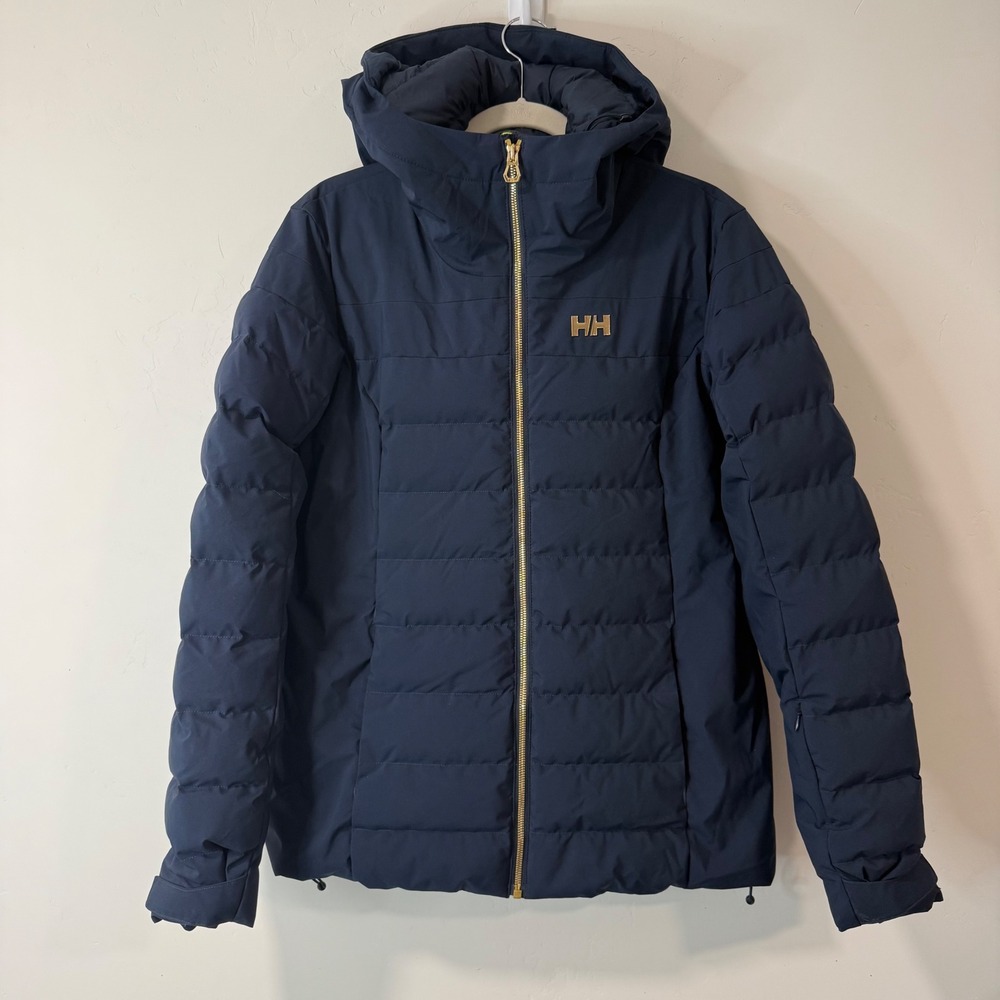 Helly Hansen Womens Imperial Puffy Ski Jacket Large Navy Blue Excellent RECCO